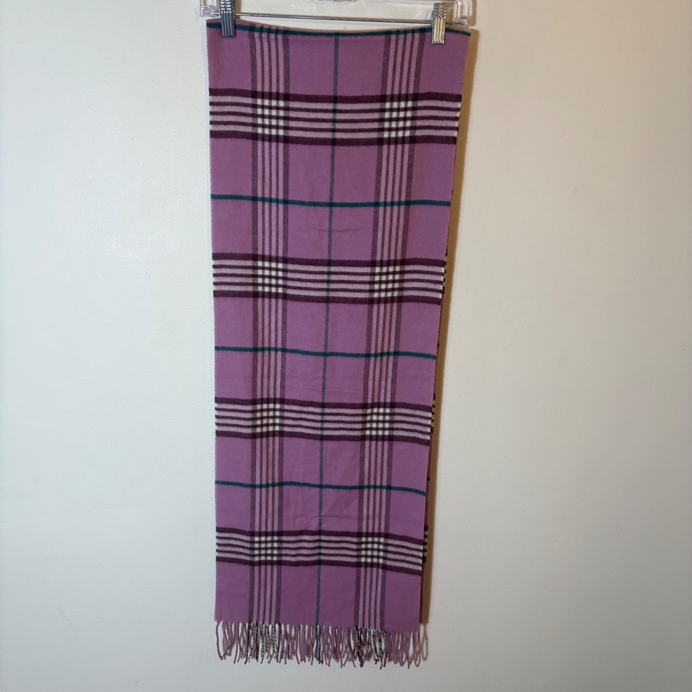 Lord & Taylor Plaid Acrylic Scarf Lavender Purple Soft Made in‎ Germany